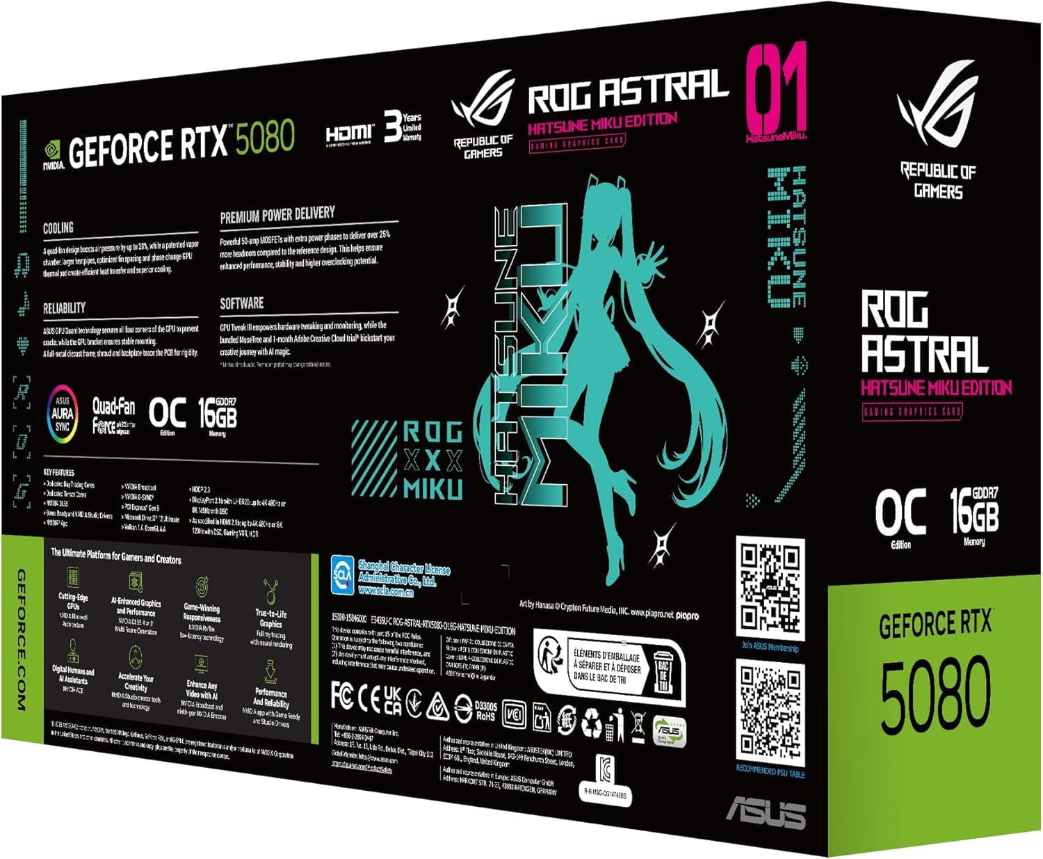 ASUS ROG Astral GeForce RTX 5080 16GB GDDR7 OC Hatsune Miku Edition